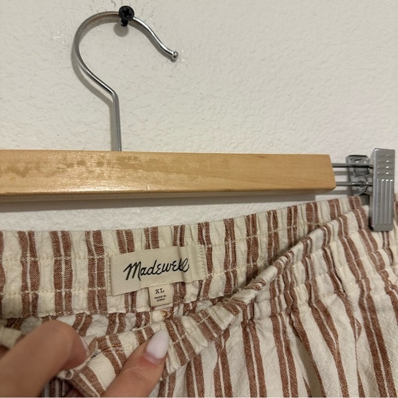Madewell Linen-Cotton Track Trousers Off White Brown Striped Size XL Women’s - Picture 6 of 7